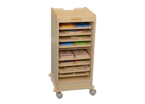 עגלת אחסון ניידת ללוחות משחק מעץ